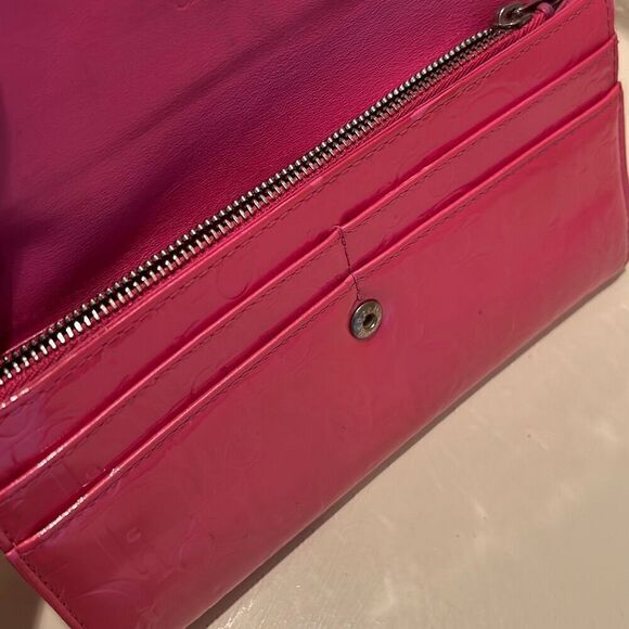 Dior Women's Ultimate Continental Long Wallet Red Patent Logo Embossed Trendy - Picture 11 of 15